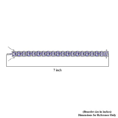 Premium Tanzanite 14.85 ctw 3 Row Bracelet in Rhodium Over Sterling Silver (6.50 In)