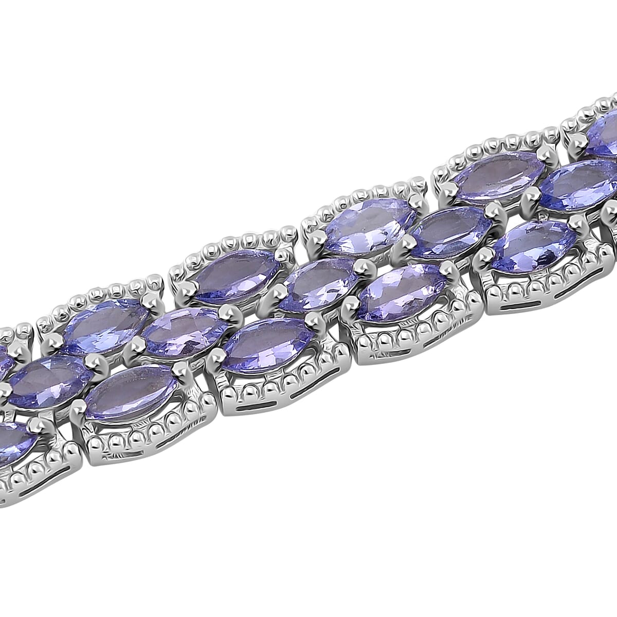 Premium Tanzanite 18.65 ctw 3 Row Bracelet in Rhodium Over Sterling Silver (8.00 In) image number 2