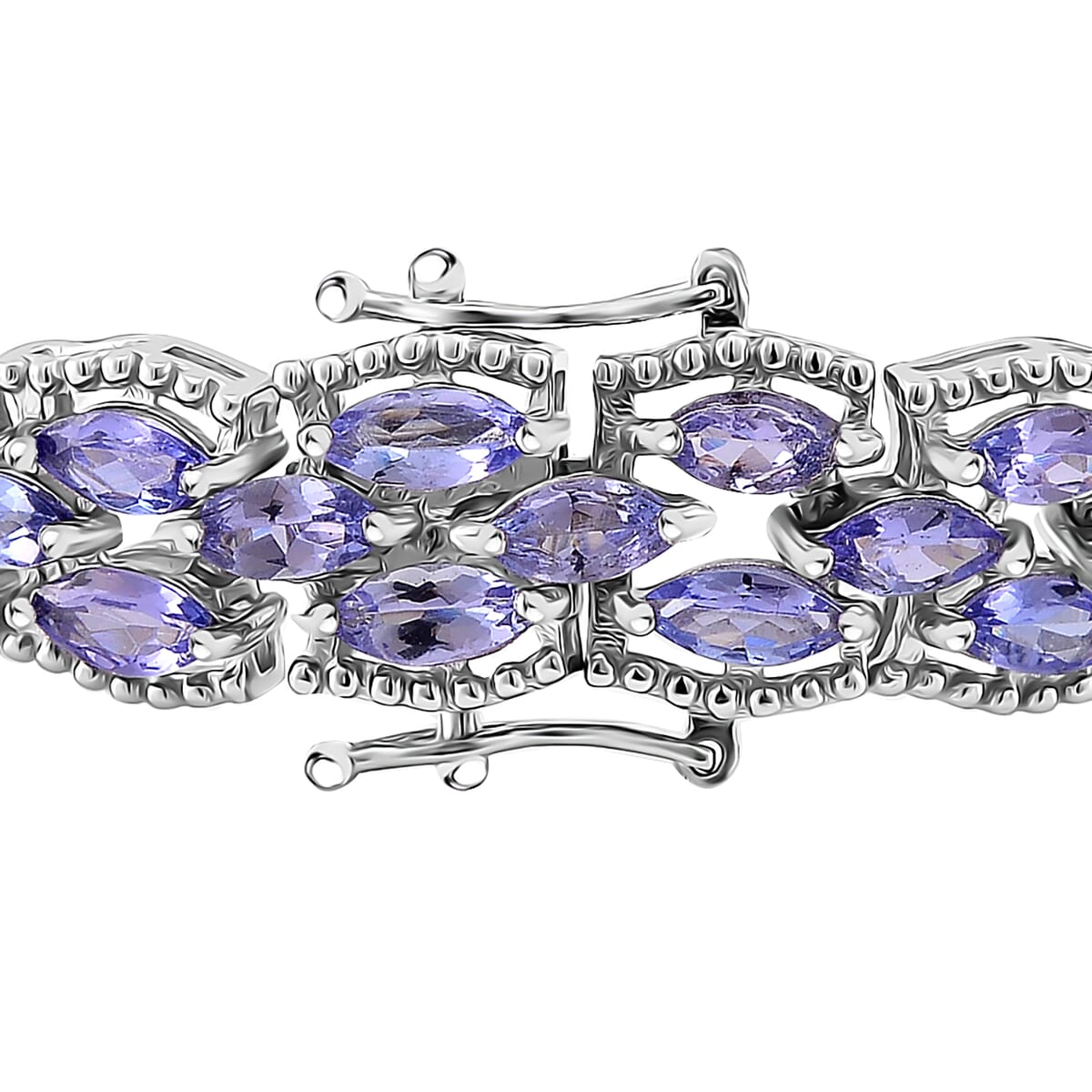 Premium Tanzanite 18.65 ctw 3 Row Bracelet in Rhodium Over Sterling Silver (8.00 In) image number 3