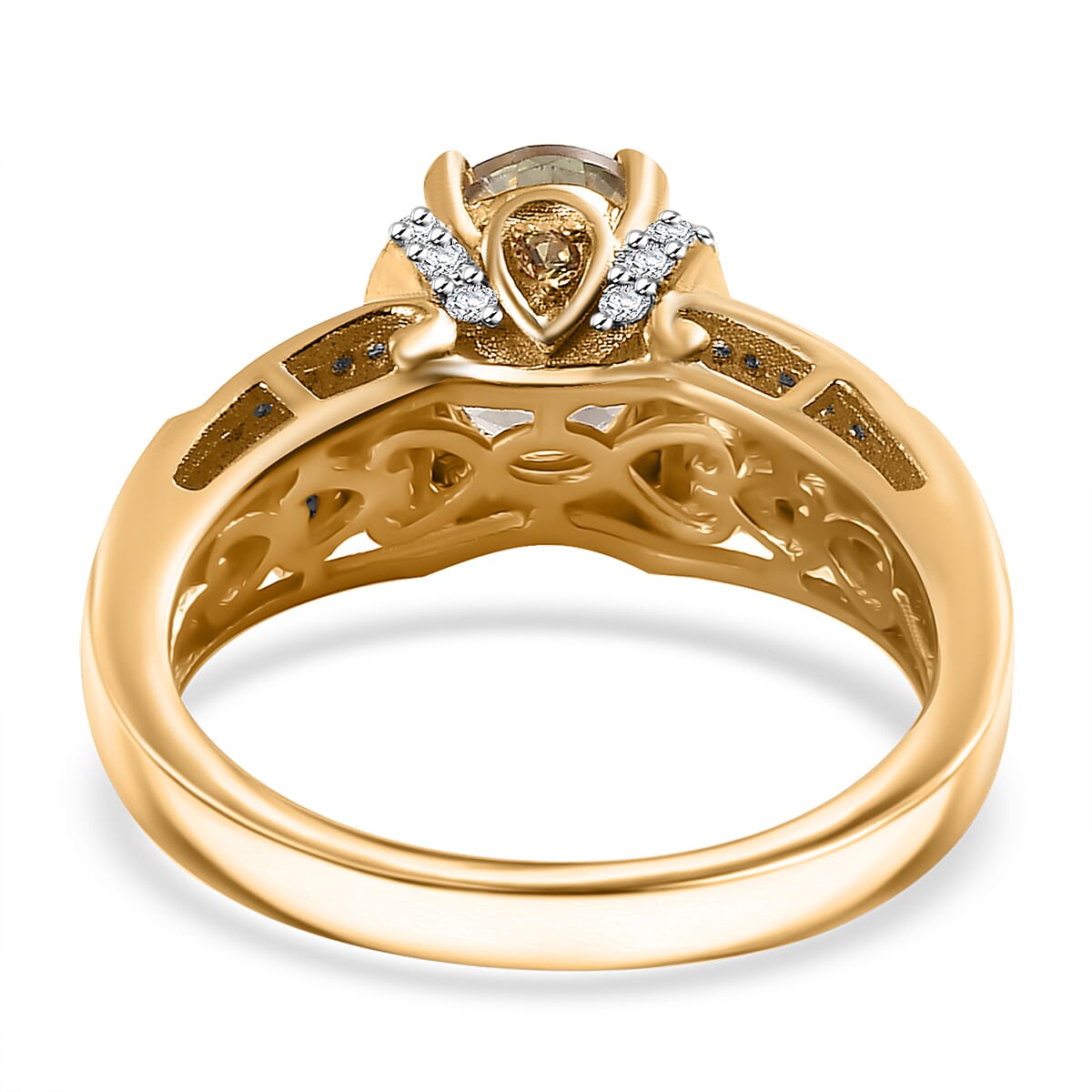AAA Turkizite, Yellow Sapphire and White Zircon 1.90 ctw Eternal Glow Ring in 18K Vermeil Yellow Gold Over Sterling Silver (Size 10.0)