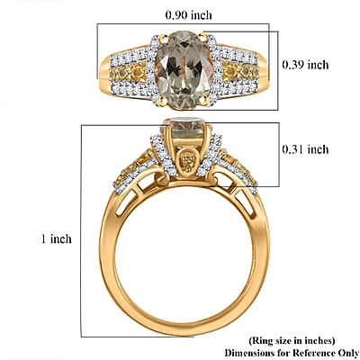 AAA Turkizite, Yellow Sapphire and White Zircon 1.90 ctw Eternal Glow Ring in 18K Vermeil Yellow Gold Over Sterling Silver (Size 10.0)