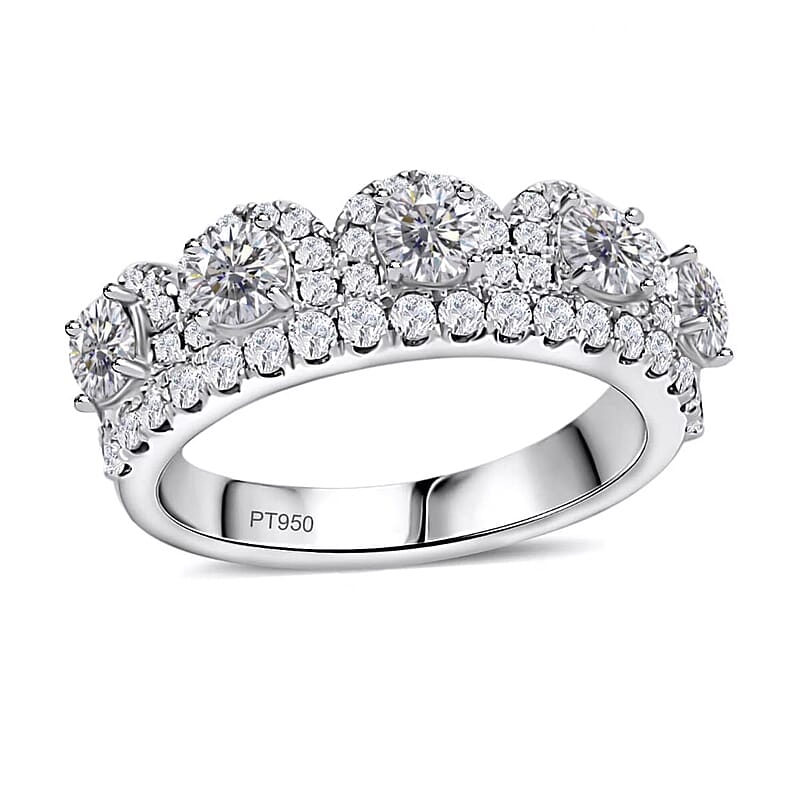 Last Chance Modani Closeout 950 Platinum Diamond (F, VS1) Crown Ring (Size 10.0) 1.65 ctw