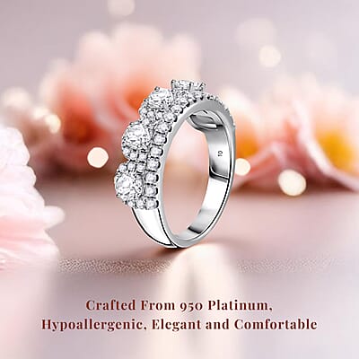 Last Chance Modani Closeout 950 Platinum Diamond (F, VS1) Crown Ring (Size 10.0) 1.65 ctw