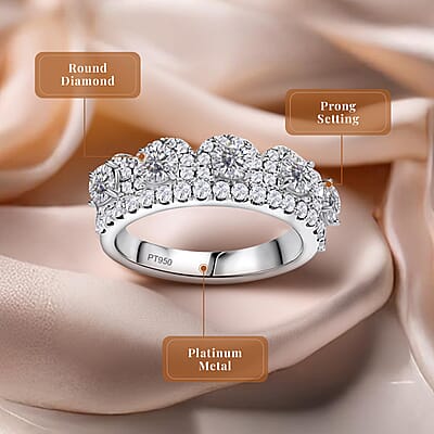 Last Chance Modani Closeout 950 Platinum Diamond (F, VS1) Crown Ring (Size 10.0) 1.65 ctw
