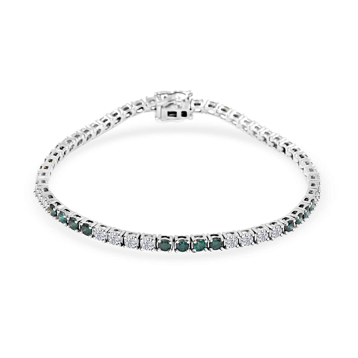 Modani Blue and White Diamond SI 3.00 ctw Bracelet in 950 Platinum 14 Grams (7.25 In) image number 0