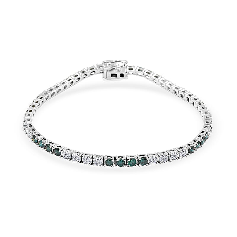 Modani Blue and White Diamond SI 3.00 ctw Light and Shadow Bracelet in 950 Platinum 14 Grams (7.25 In)