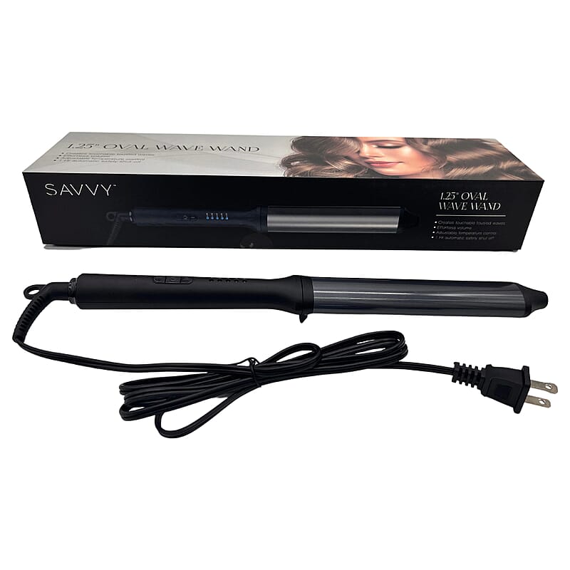 Saavy 1.25Inch Oval Wave Wand with Adjustable Temperature Control in Gun Metal