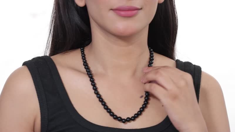 Thai Black Spinel 190.00 ctw Beaded Necklace in Stainless Steel 20 Inches