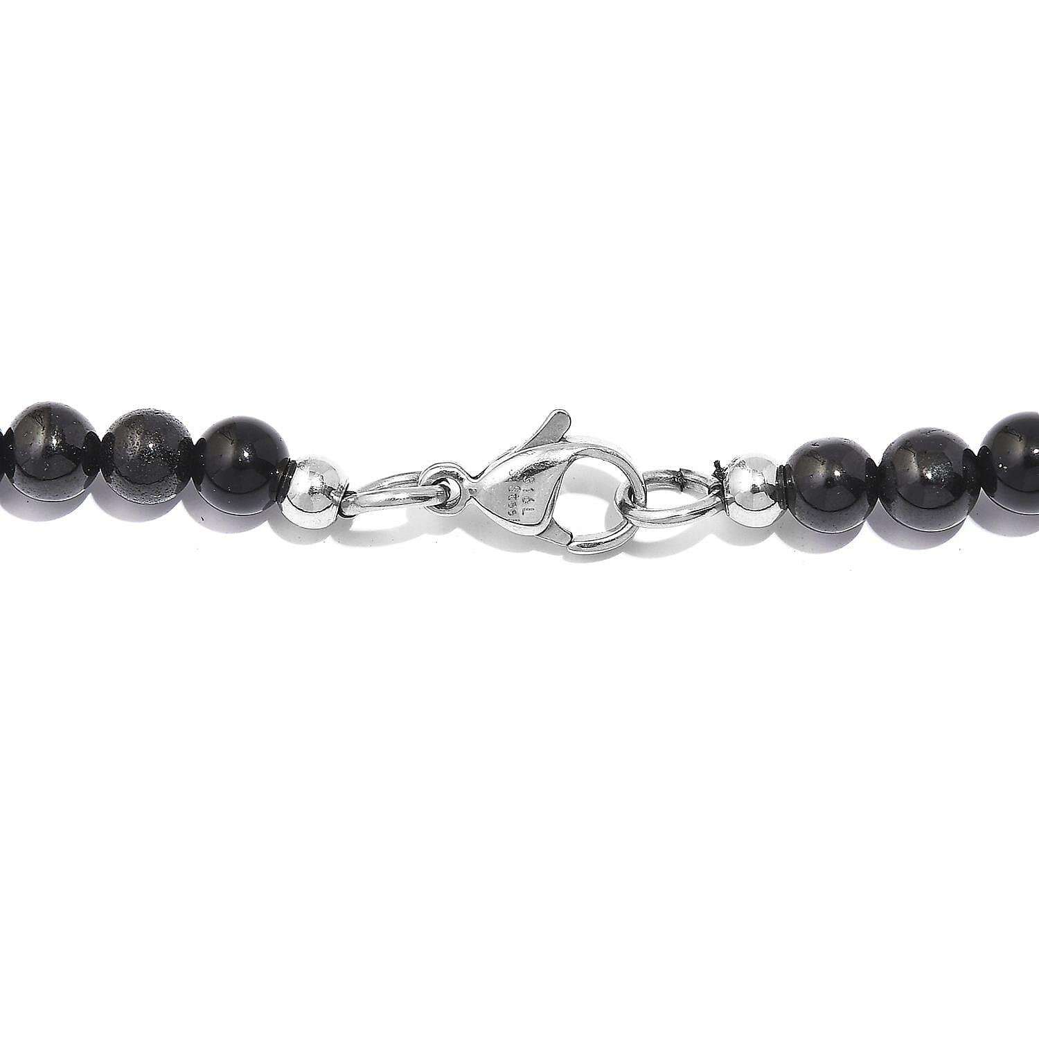 Thai Black Spinel 190.00 ctw Beaded Necklace in Stainless Steel 20 Inches