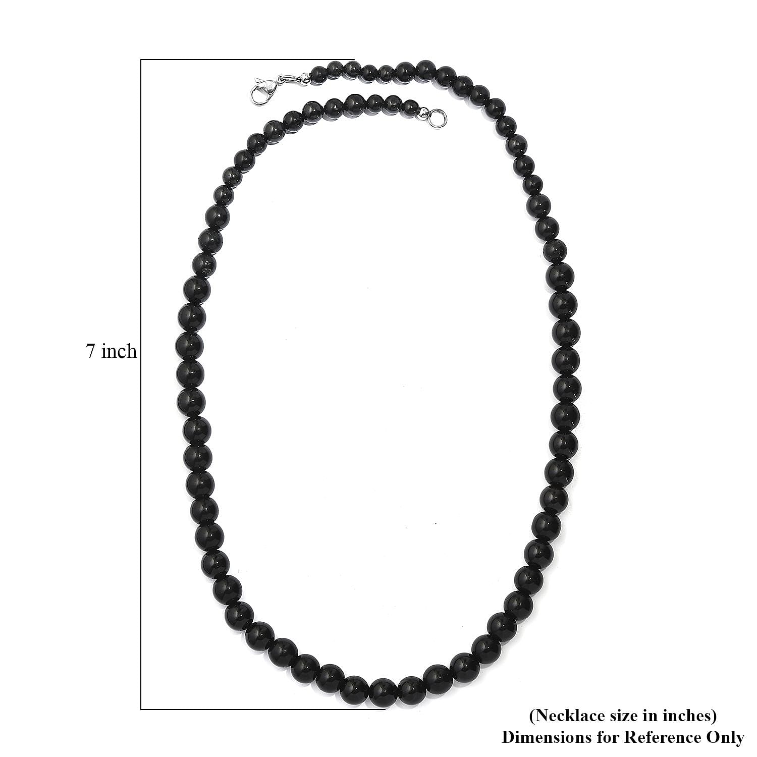 Thai Black Spinel 190.00 ctw Beaded Necklace in Stainless Steel 20 Inches