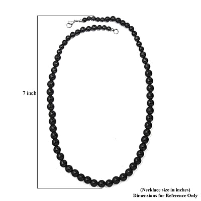 Thai Black Spinel 190.00 ctw Beaded Necklace in Stainless Steel 20 Inches