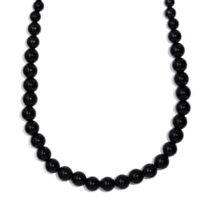 Thai Black Spinel 145.00 ctw Beaded Necklace in Stainless Steel 20 Inches