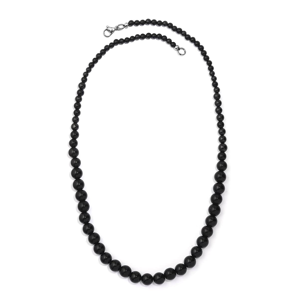 Thai Black Spinel 145.00 ctw Beaded Necklace in Stainless Steel 20 Inches image number 3