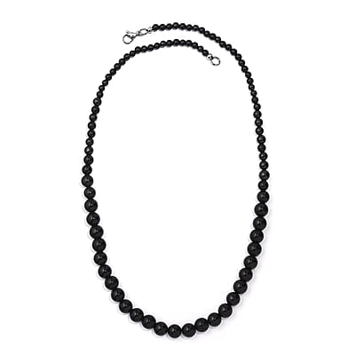 Thai Black Spinel 145.00 ctw Beaded Necklace in Stainless Steel 20 Inches