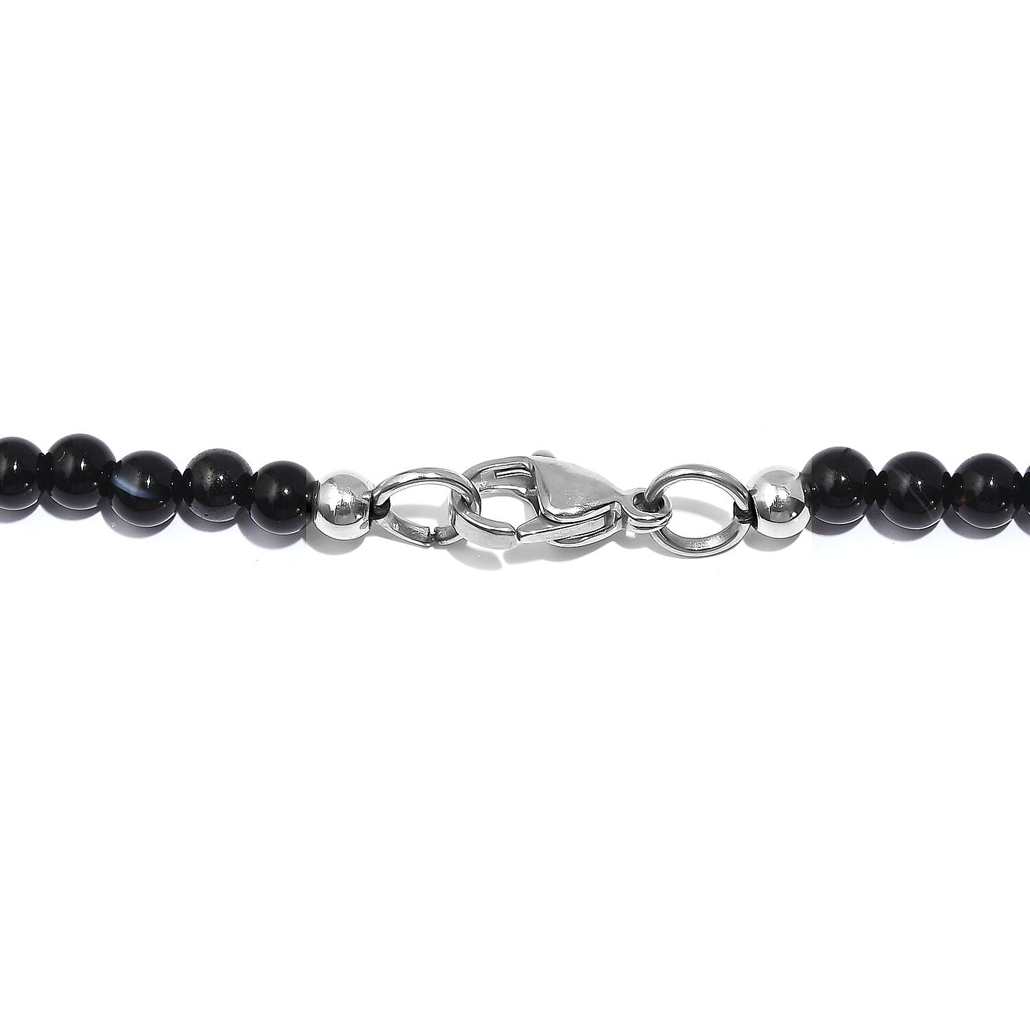 Thai Black Spinel 145.00 ctw Beaded Necklace in Stainless Steel 20 Inches