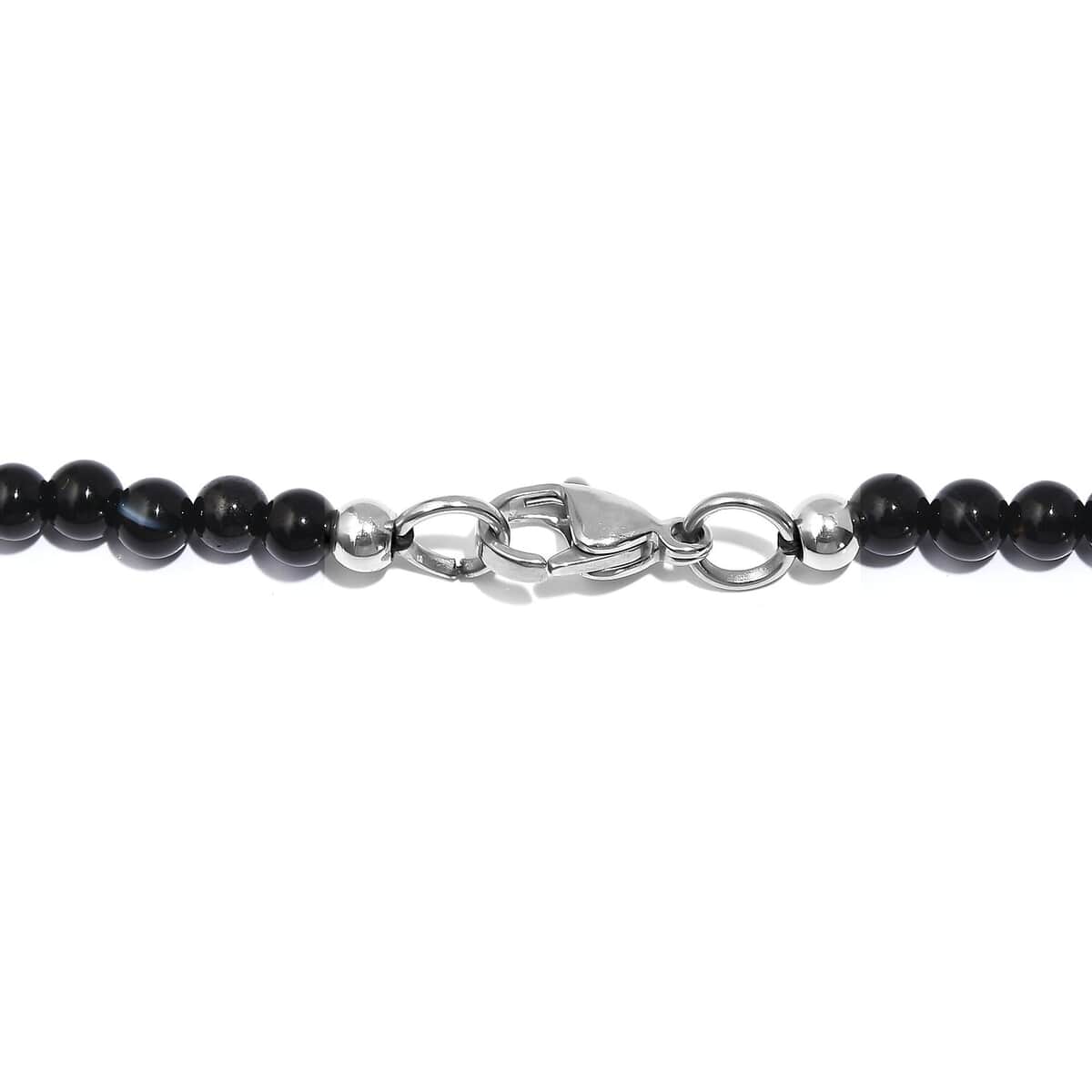 Thai Black Spinel 145.00 ctw Beaded Necklace in Stainless Steel 20 Inches image number 4