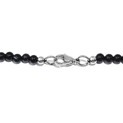 Thai Black Spinel 145.00 ctw Beaded Necklace in Stainless Steel 20 Inches