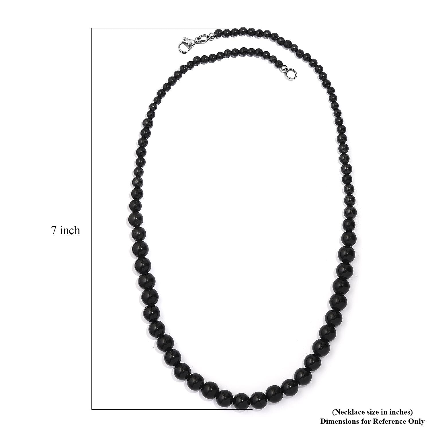 Thai Black Spinel 145.00 ctw Beaded Necklace in Stainless Steel 20 Inches