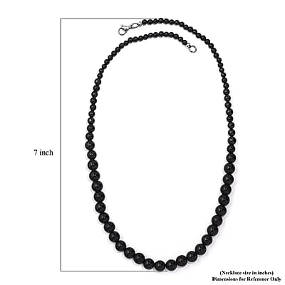 Thai Black Spinel 145.00 ctw Beaded Necklace in Stainless Steel 20 Inches