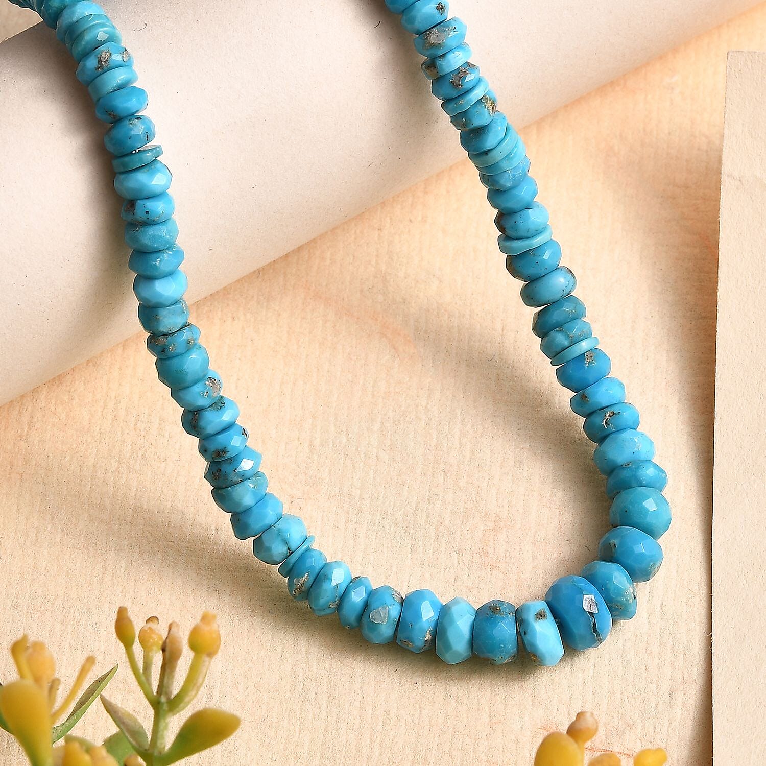 Turquoise 63.00 ctw Beaded Necklace in 14K YG Over Sterling Silver 18-20 Inches