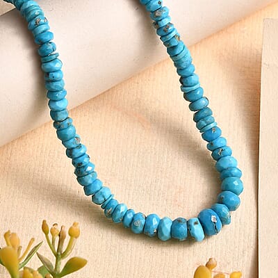 Turquoise 63.00 ctw Beaded Necklace in 14K YG Over Sterling Silver 18-20 Inches