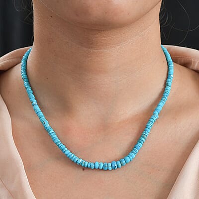 Turquoise 63.00 ctw Beaded Necklace in 14K YG Over Sterling Silver 18-20 Inches