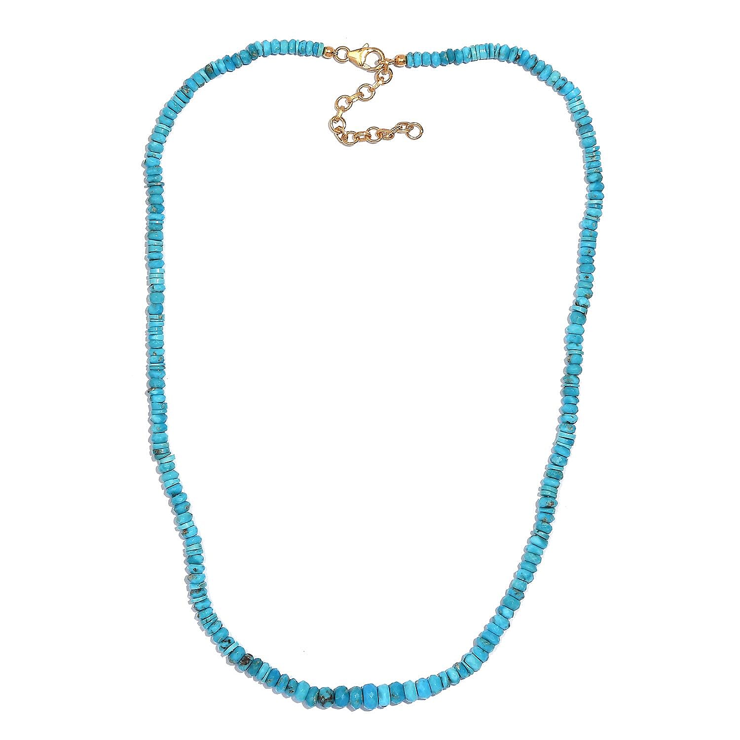 Turquoise 63.00 ctw Beaded Necklace in 14K YG Over Sterling Silver 18-20 Inches