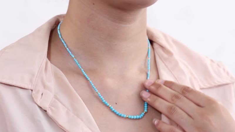 Sleeping Beauty Turquoise 20.00 ctw Beaded Necklace in Sterling Silver 18 Inches