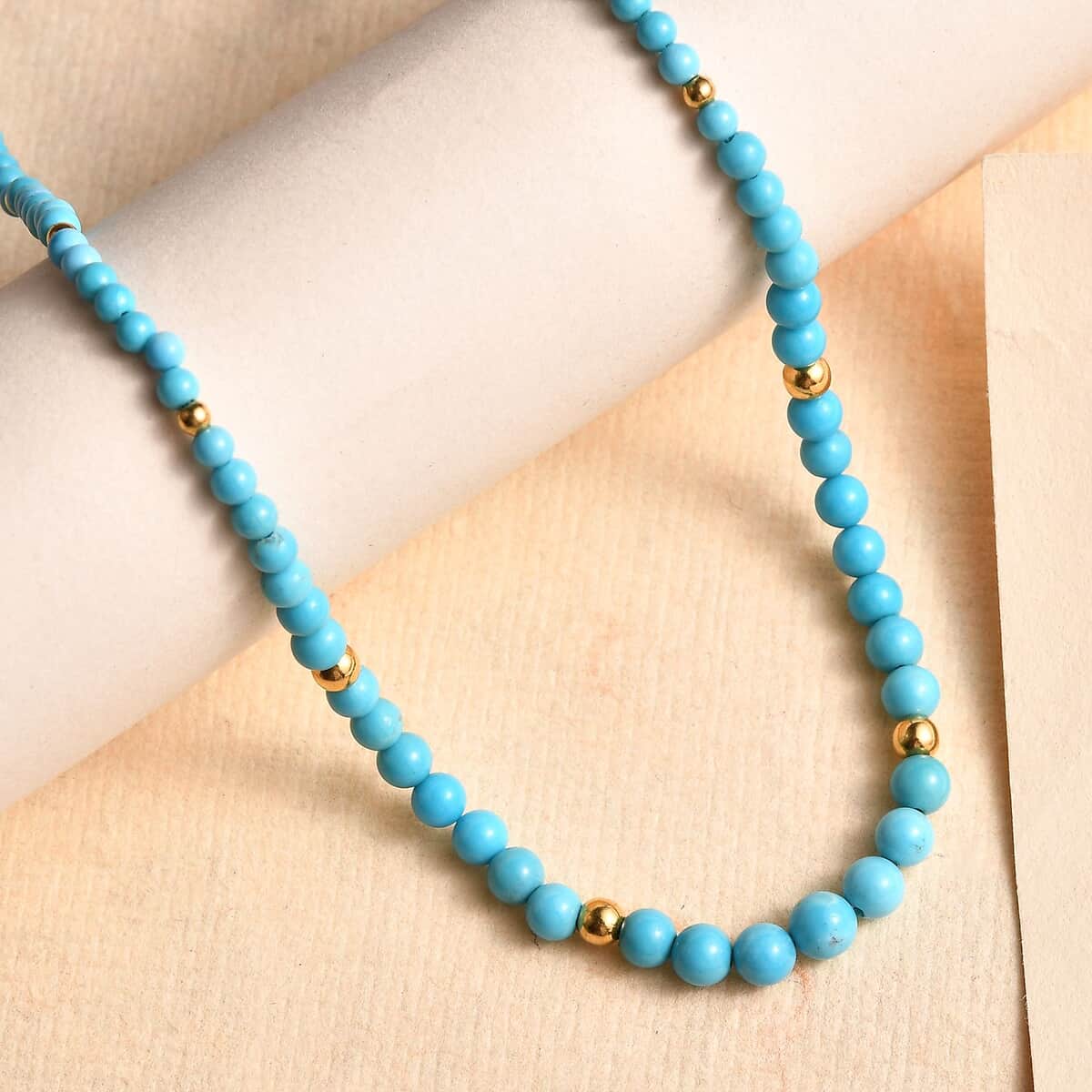 Sleeping Beauty Turquoise 20.00 ctw Beaded Necklace in Sterling Silver 18 Inches image number 1