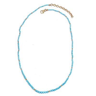 Sleeping Beauty Turquoise 20.00 ctw Beaded Necklace in Sterling Silver 18 Inches