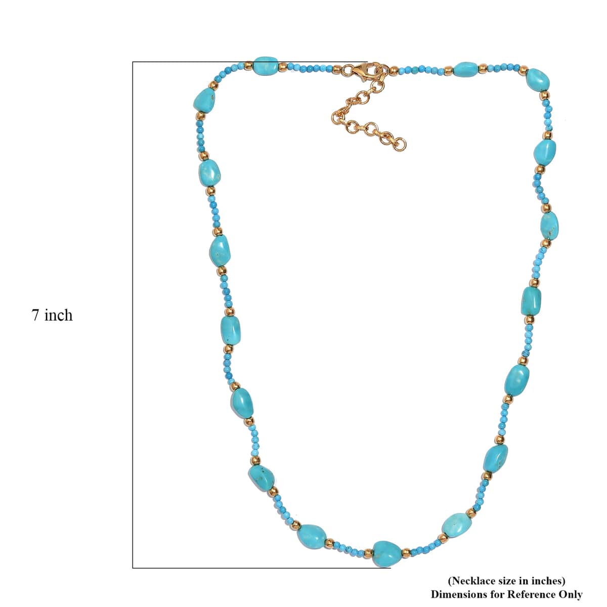 Sleeping Beauty Turquoise 33 ctw Tumble and Beaded Necklace in 14K Yellow Gold Over Sterling Silver 18 Inches image number 5