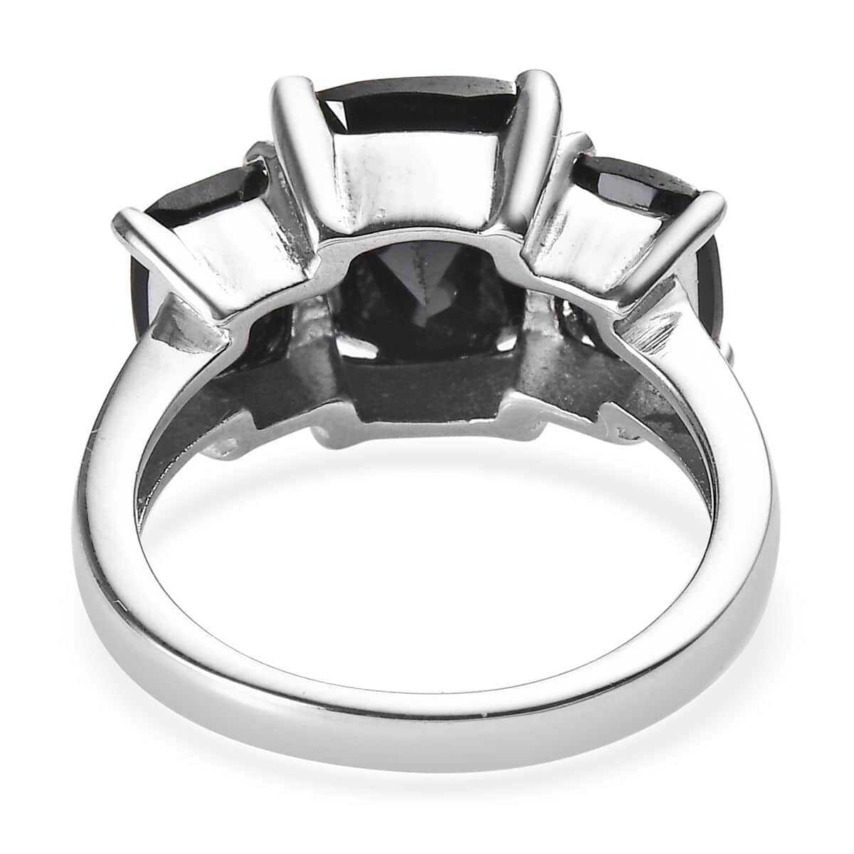 Thai Black Spinel 6.75 ctw 3 Stone Ring in Stainless Steel (Size 10.0) image number 4