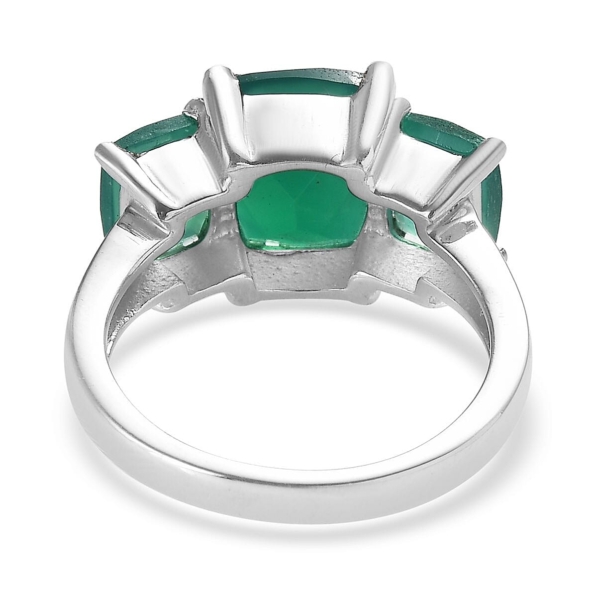 Green Onyx 4.65 ctw 3 Stone Ring in Stainless Steel (Size 10.0) image number 4