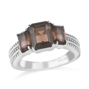 Brazilian Smoky Quartz 2.70 ctw Fancy Ring in Stainless Steel (Size 10.0)