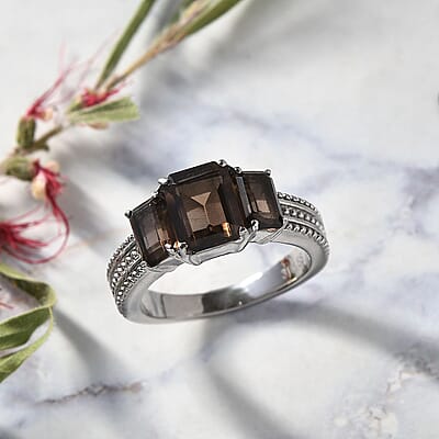 Brazilian Smoky Quartz 2.70 ctw Fancy Ring in Stainless Steel (Size 10.0)