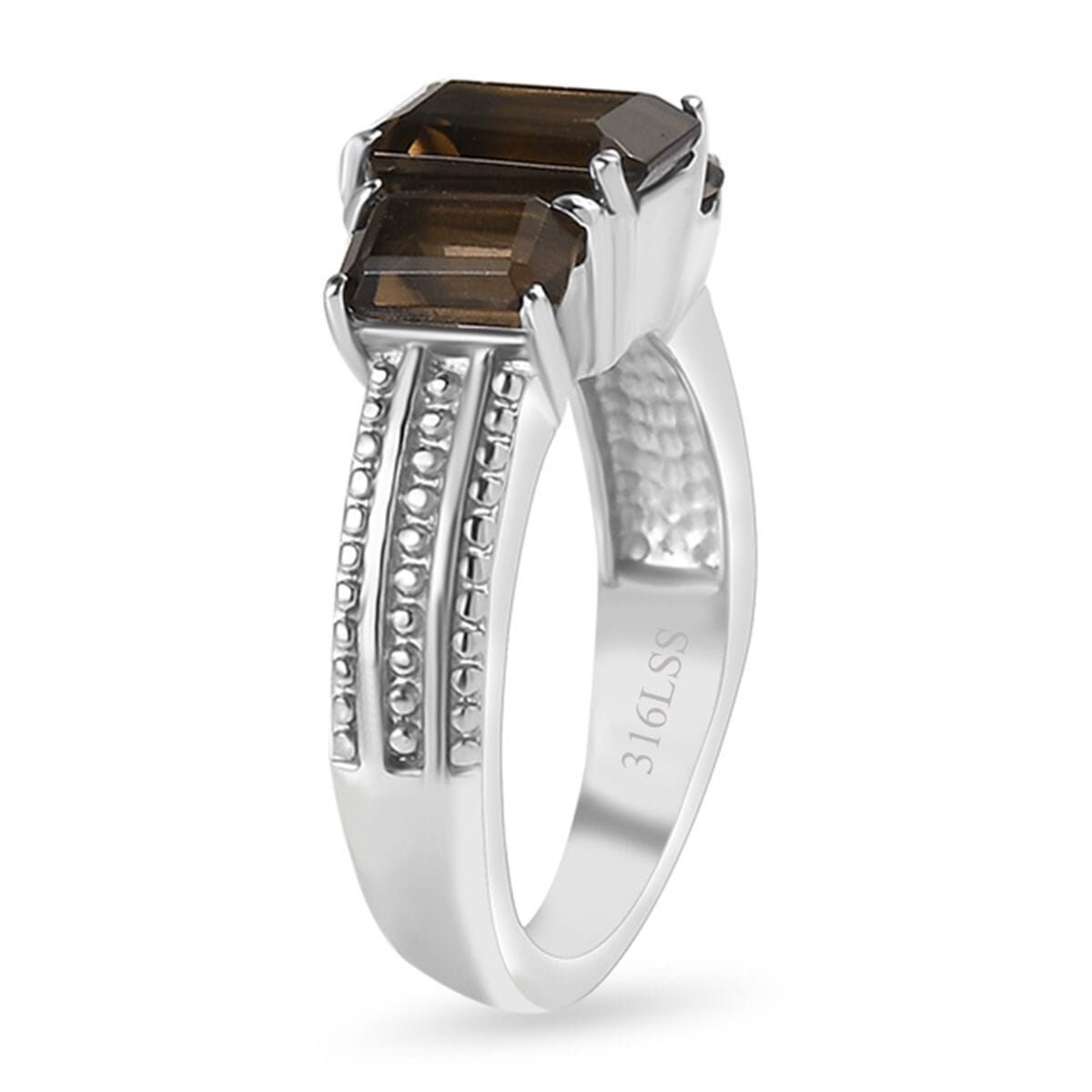 Brazilian Smoky Quartz 2.70 ctw Fancy Ring in Stainless Steel (Size 10.0) image number 3