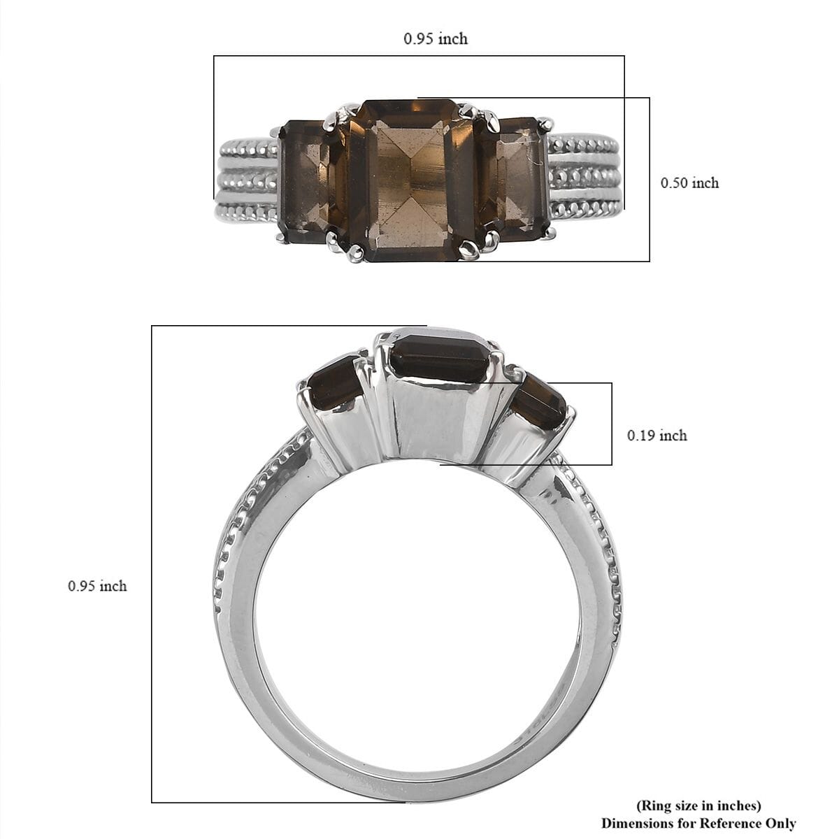 Brazilian Smoky Quartz 2.70 ctw Fancy Ring in Stainless Steel (Size 10.0) image number 5