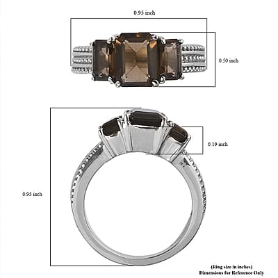 Brazilian Smoky Quartz 2.70 ctw Fancy Ring in Stainless Steel (Size 10.0)