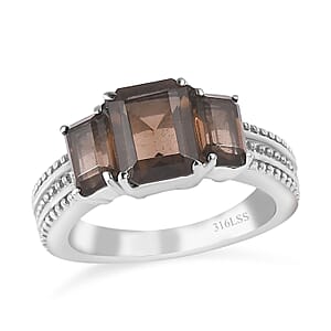 Brazilian Smoky Quartz 2.70 ctw Fancy Ring in Stainless Steel (Size 7.0)