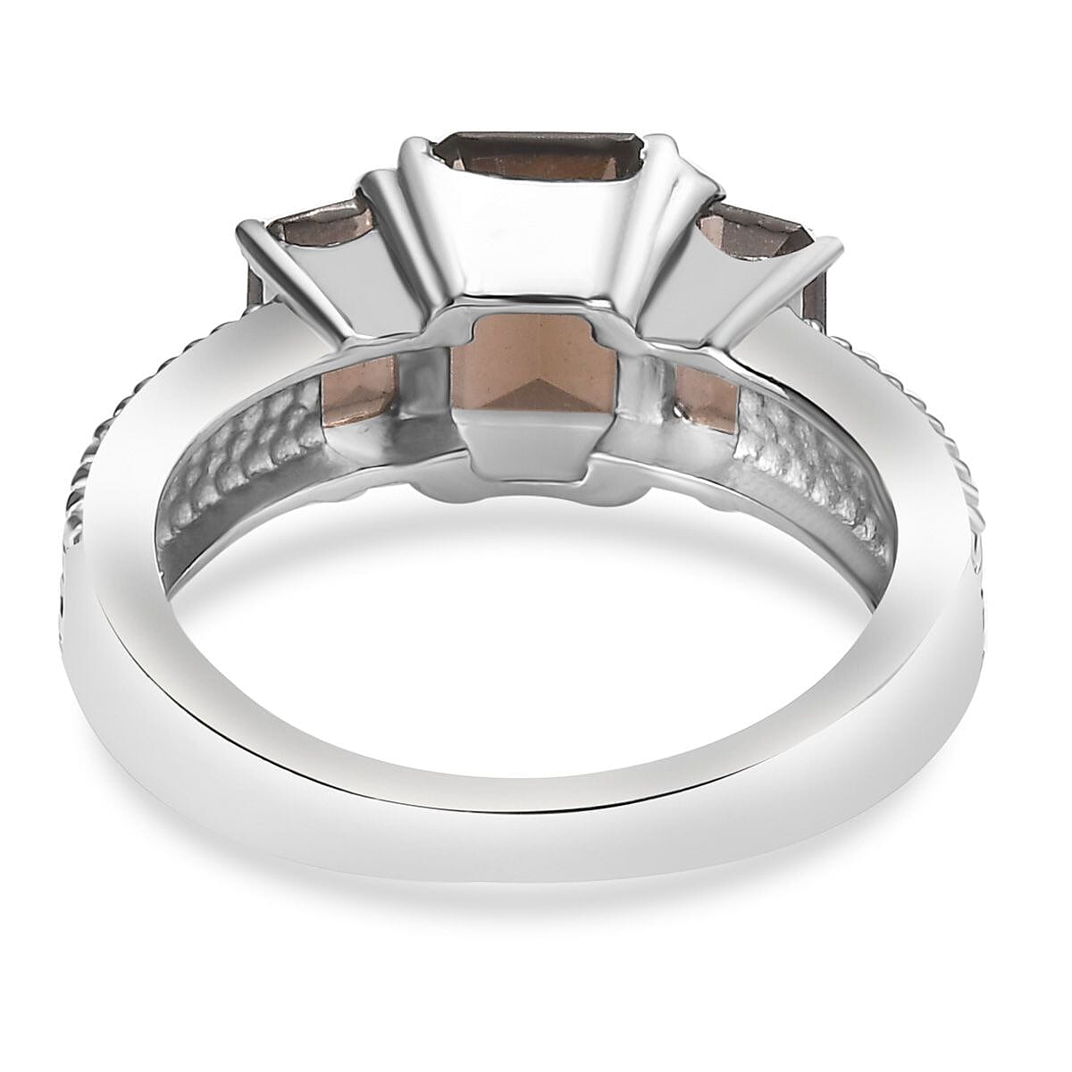 Brazilian Smoky Quartz 2.70 ctw Fancy Ring in Stainless Steel (Size 7.0) image number 4