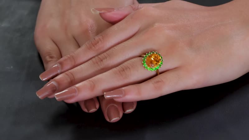Luxoro 10K Yellow Gold Premium Santa Ana Madeira Citrine, Chrome Diopside Sunlit Grove Ring (Size 10.0) 5.35 ctw