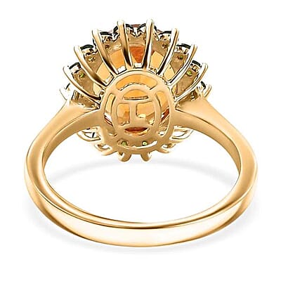 Luxoro Premium Santa Ana Madeira Citrine and Chrome Diopside 5.35 ctw Sunlit Grove Ring in 10K Yellow Gold (Size 12.0)