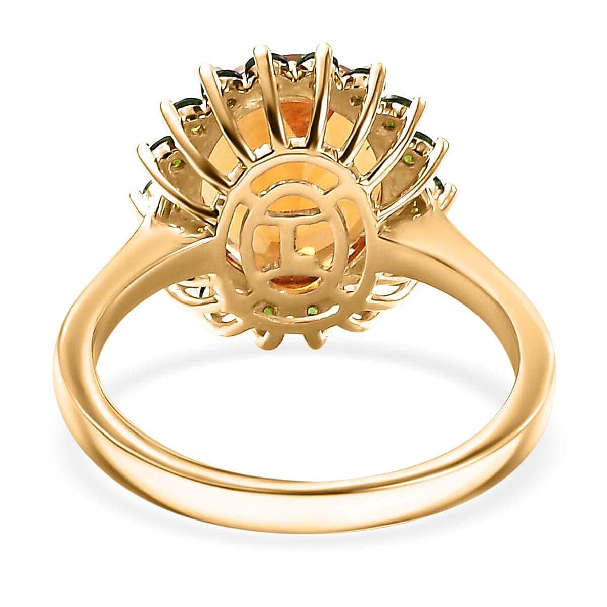 Luxoro Premium Santa Ana Madeira Citrine and Chrome Diopside 5.35 ctw Sunlit Grove Ring in 10K Yellow Gold (Size 5.5) image number 4