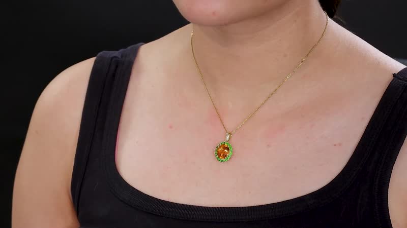 Luxoro Premium Santa Ana Madeira Citrine and Chrome Diopside 5.35 ctw Sunlit Grove Pendant without Chain in 10K Yellow Gold