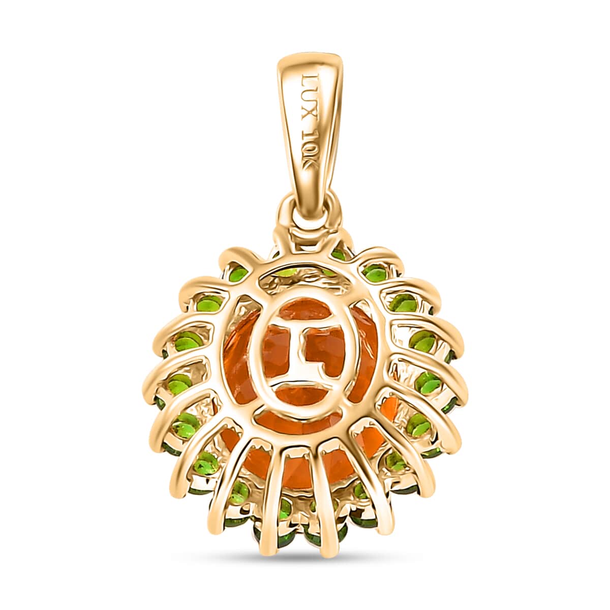 Luxoro Premium Santa Ana Madeira Citrine and Chrome Diopside 5.35 ctw Sunlit Grove Pendant in 10K Yellow Gold image number 4