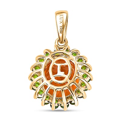 Luxoro Premium Santa Ana Madeira Citrine and Chrome Diopside 5.35 ctw Sunlit Grove Pendant without Chain in 10K Yellow Gold