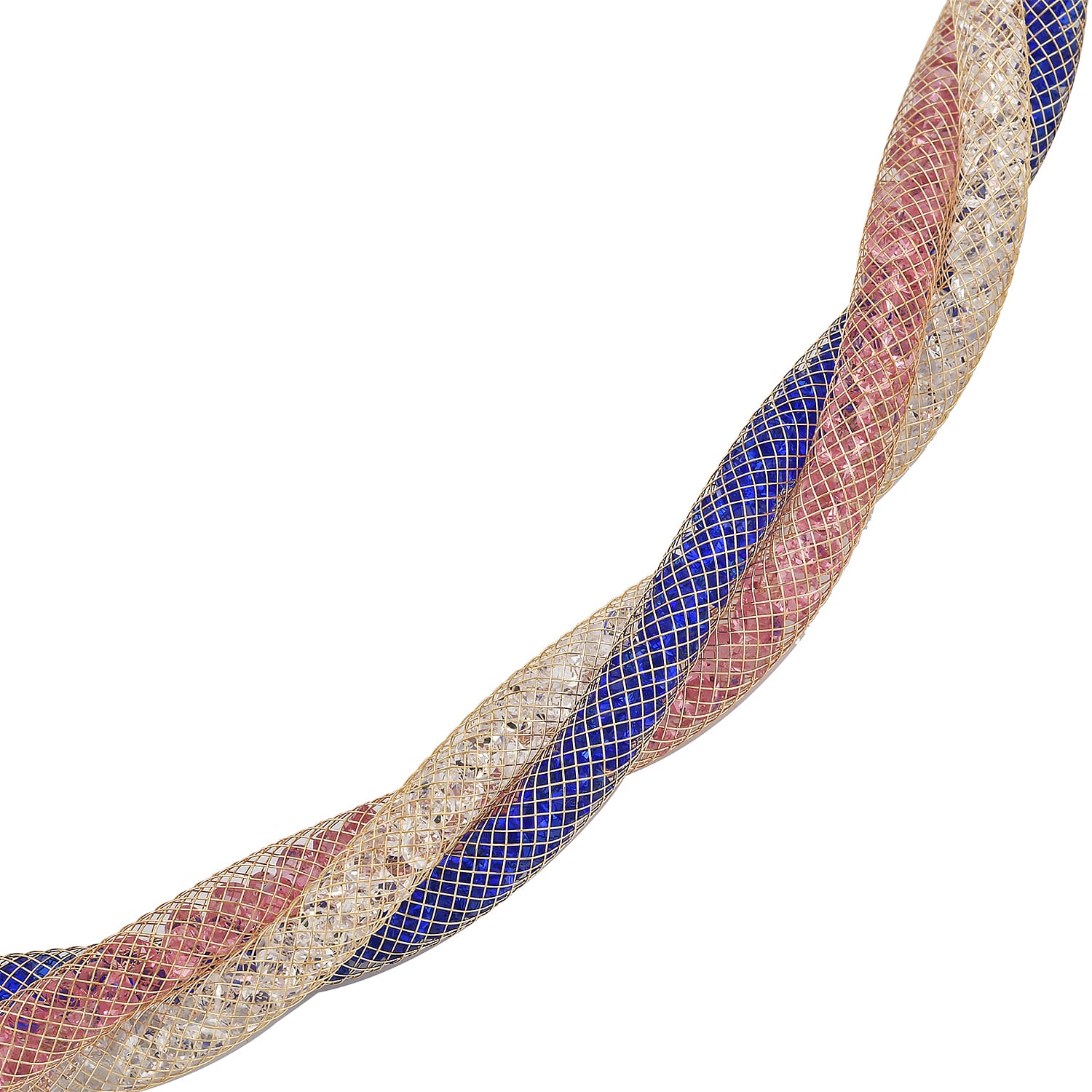 Multi Color Austrian Crystal Twisted Double Row Necklace in Goldtone 19.5-21.5 Inches