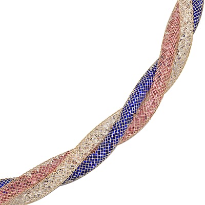 Multi Color Austrian Crystal Twisted Double Row Necklace in Goldtone 19.5-21.5 Inches