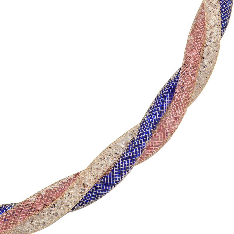 Multi Color Austrian Crystal Twisted Double Row Necklace in Goldtone 19.5-21.5 Inches