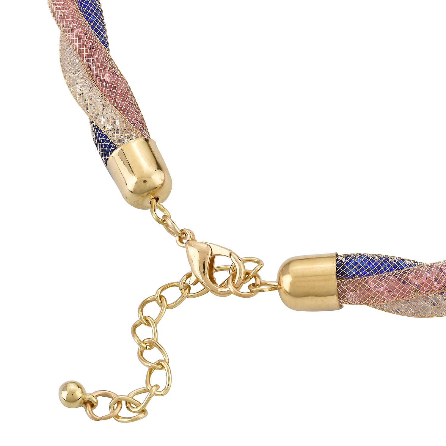 Multi Color Austrian Crystal Twisted Double Row Necklace in Goldtone 19.5-21.5 Inches